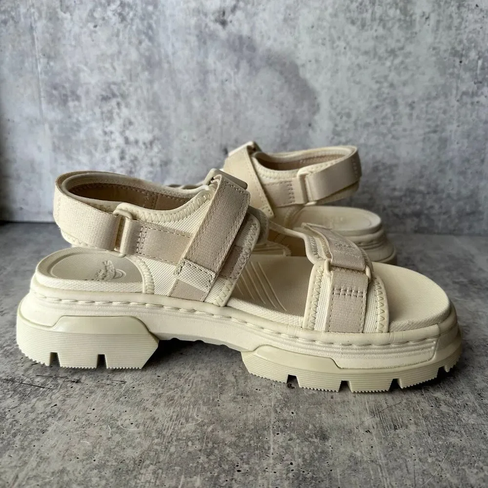 DR. MARTENS FORSTER AJAX LEATHER WEDDING SANDALS EGRET Size Women’s 7 / Men’s 6